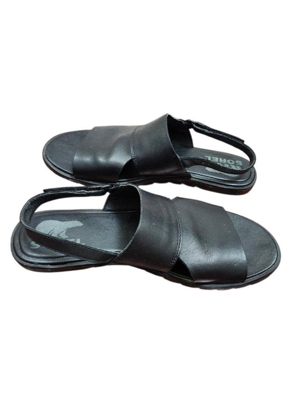 Sorel Ella II Crisscross Black Leather Sandals Women's US 7.5 Comfort Slingback - Picture 7 of 10